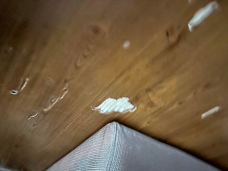 Cracked pvc panel on wall